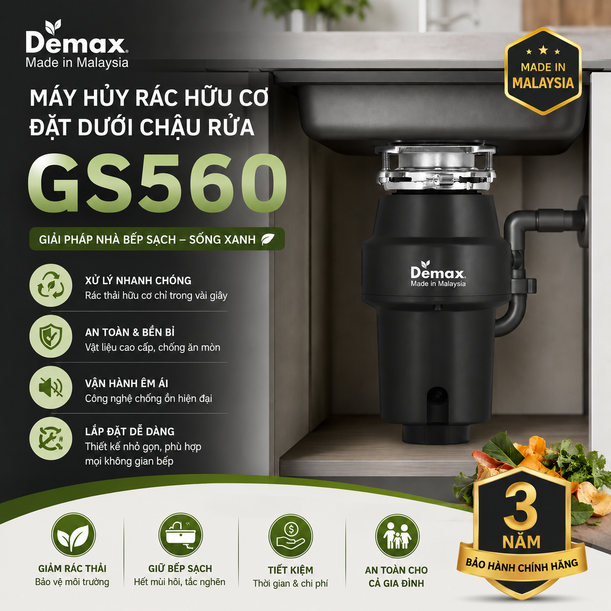 Máy hủy rác hữu cơ Demax GS560